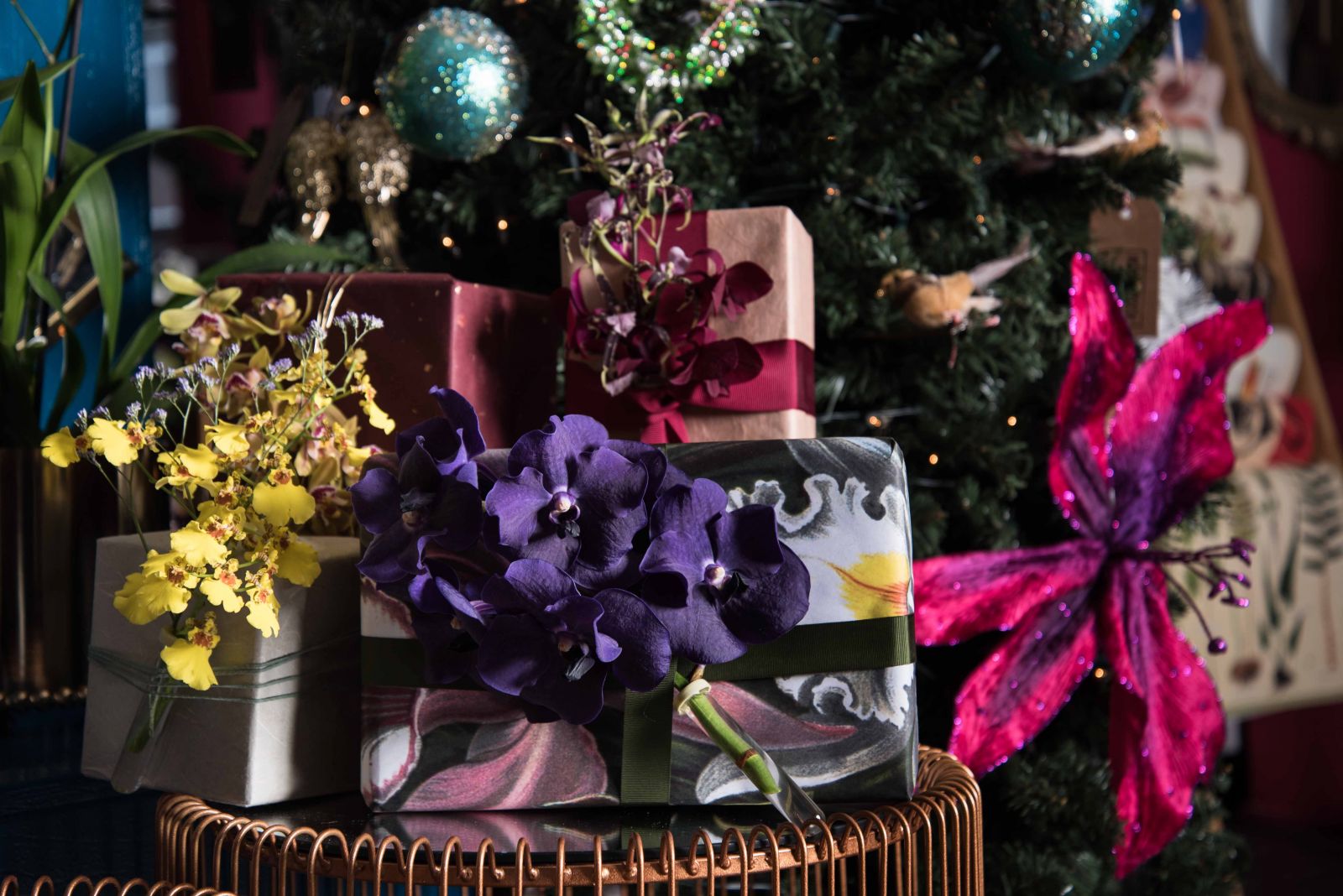 décorations de Noël avec des orchidées